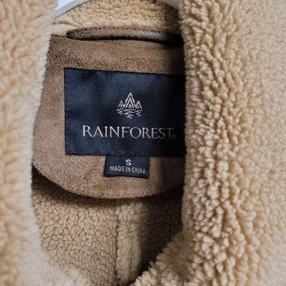 Rainforest Brown Sherpa Lined Full Zip Rain Resistant Bomber Jacket Size Small - Picture 4 of 11